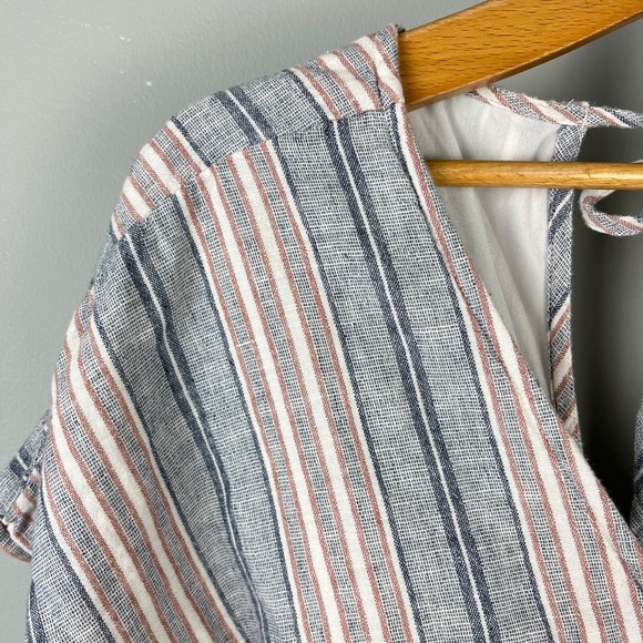 American Eagle Outfitters Shorts Romper Womens Large Cotton Linen Stripe‎ - Picture 3 of 6